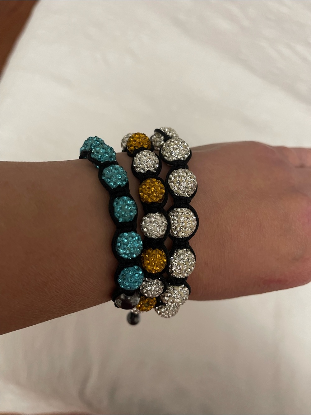 Three Y2K early 2000s Shamballa bracelets